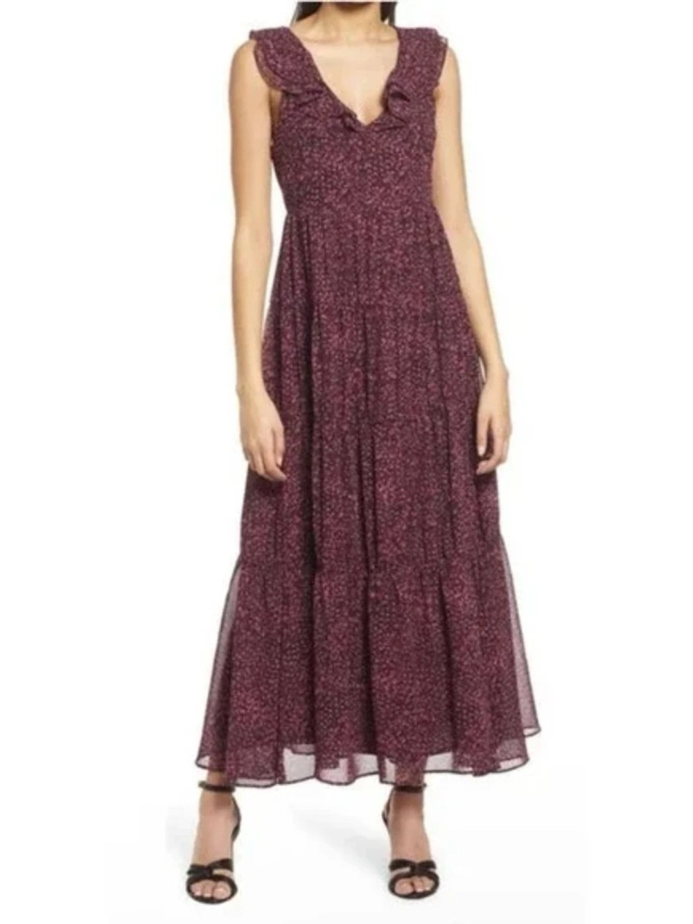Chelsea28 Plum Ruffle Tiered Maxi Dress